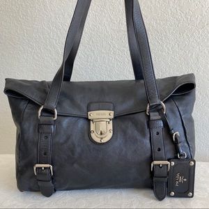 Prada Grayish Black Leather Tote Bag